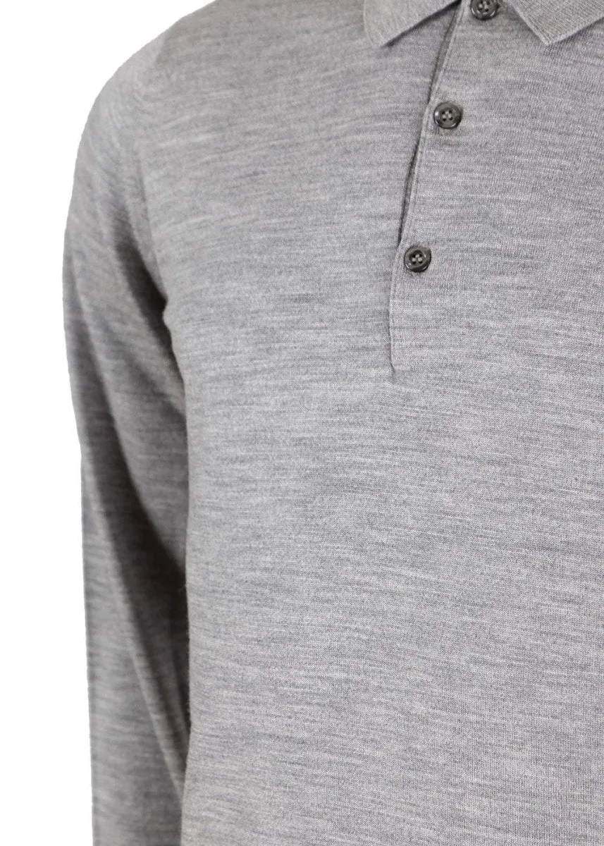 Belper Knitted Polo LS - Silver