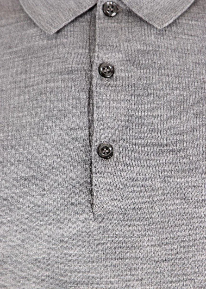 Belper Knitted Polo LS - Silver