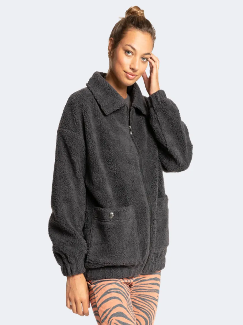 Billabong My Cozy  Sherpa Zip Women Lifestyle Jacket Off Black