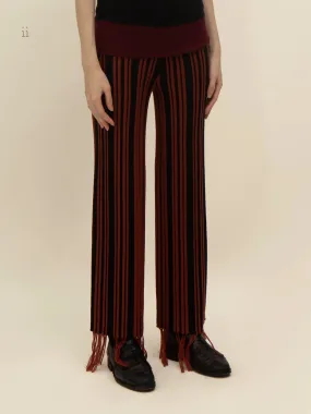 Black Tea-Wool Fringed Pants