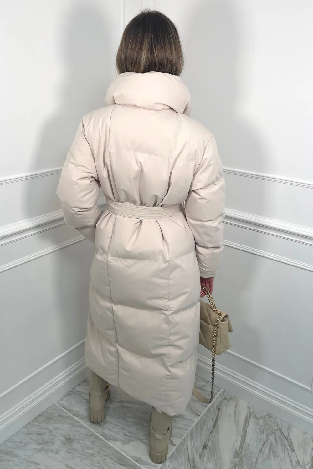 Blossom beige long duvet puffer coat