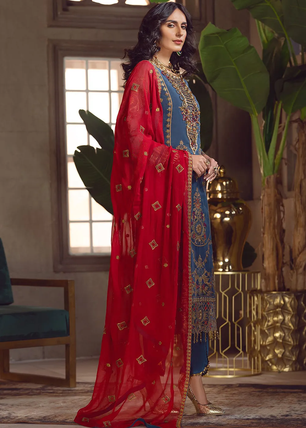 Blue Pakistani Organza Suit | Emaan Adeel | Le Festa Formal Edit 7 | LF-703