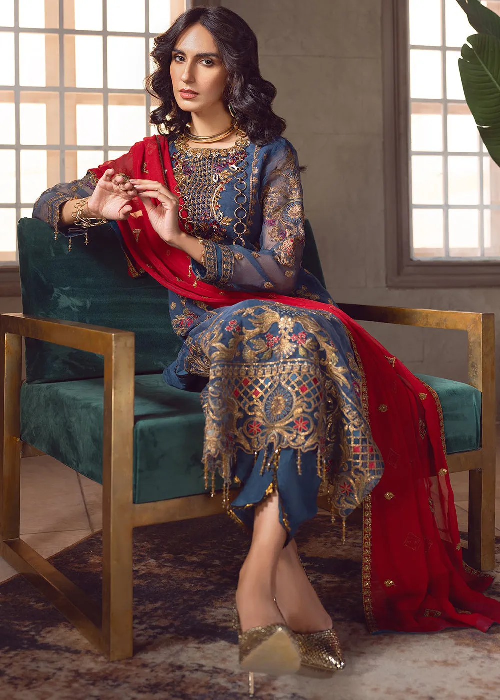 Blue Pakistani Organza Suit | Emaan Adeel | Le Festa Formal Edit 7 | LF-703