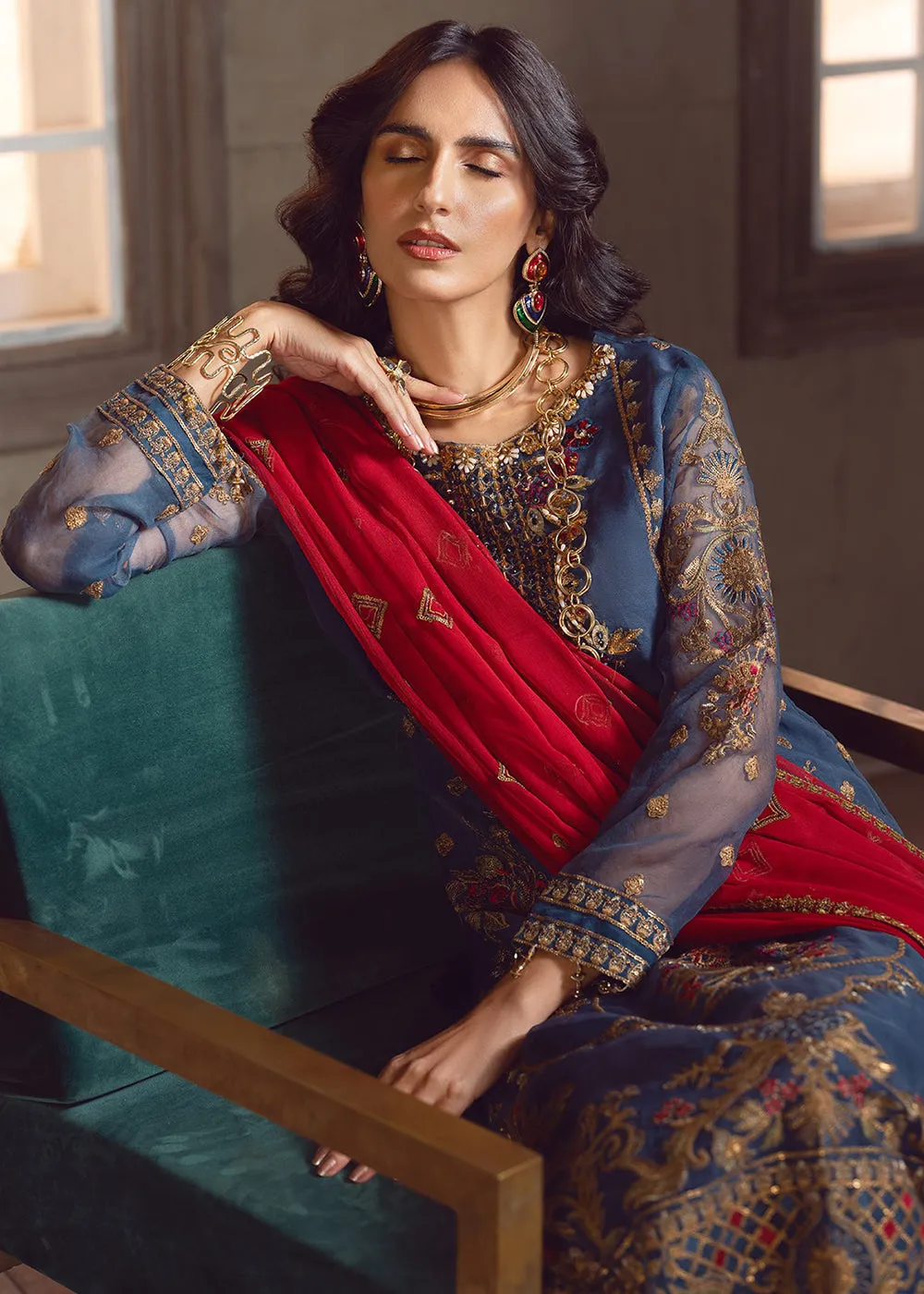 Blue Pakistani Organza Suit | Emaan Adeel | Le Festa Formal Edit 7 | LF-703