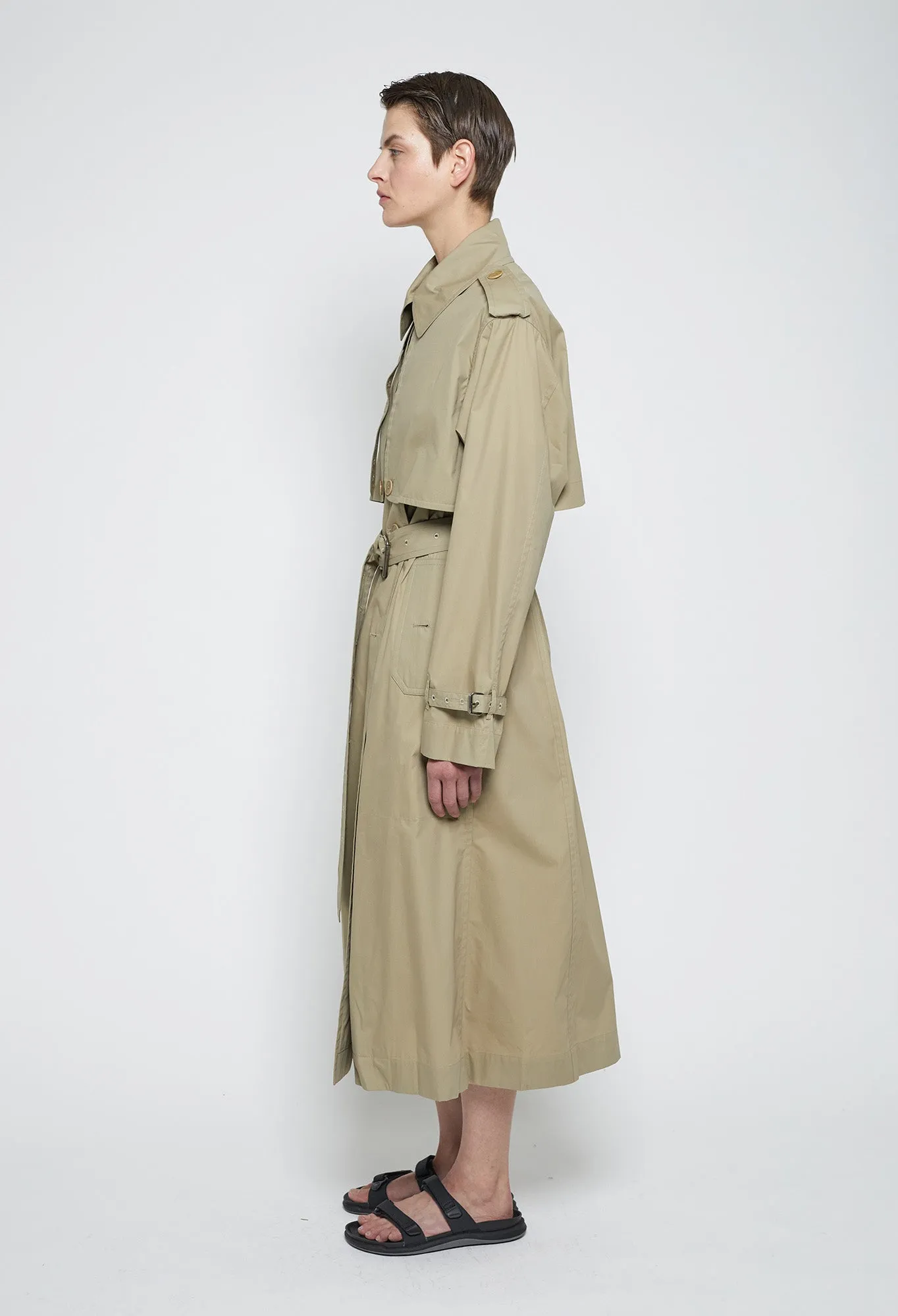 BRENDAN - Trench Technical Outerwear Cotton Coat in Beige