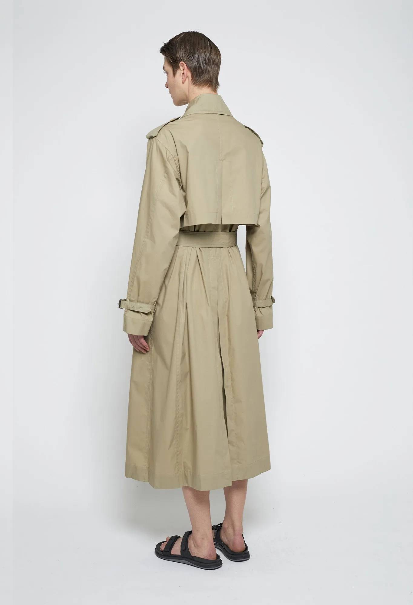 BRENDAN - Trench Technical Outerwear Cotton Coat in Beige