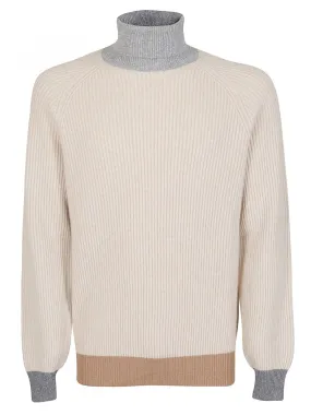 Brunello Cucinelli Turtleneck Colour Block Knitted Pullover