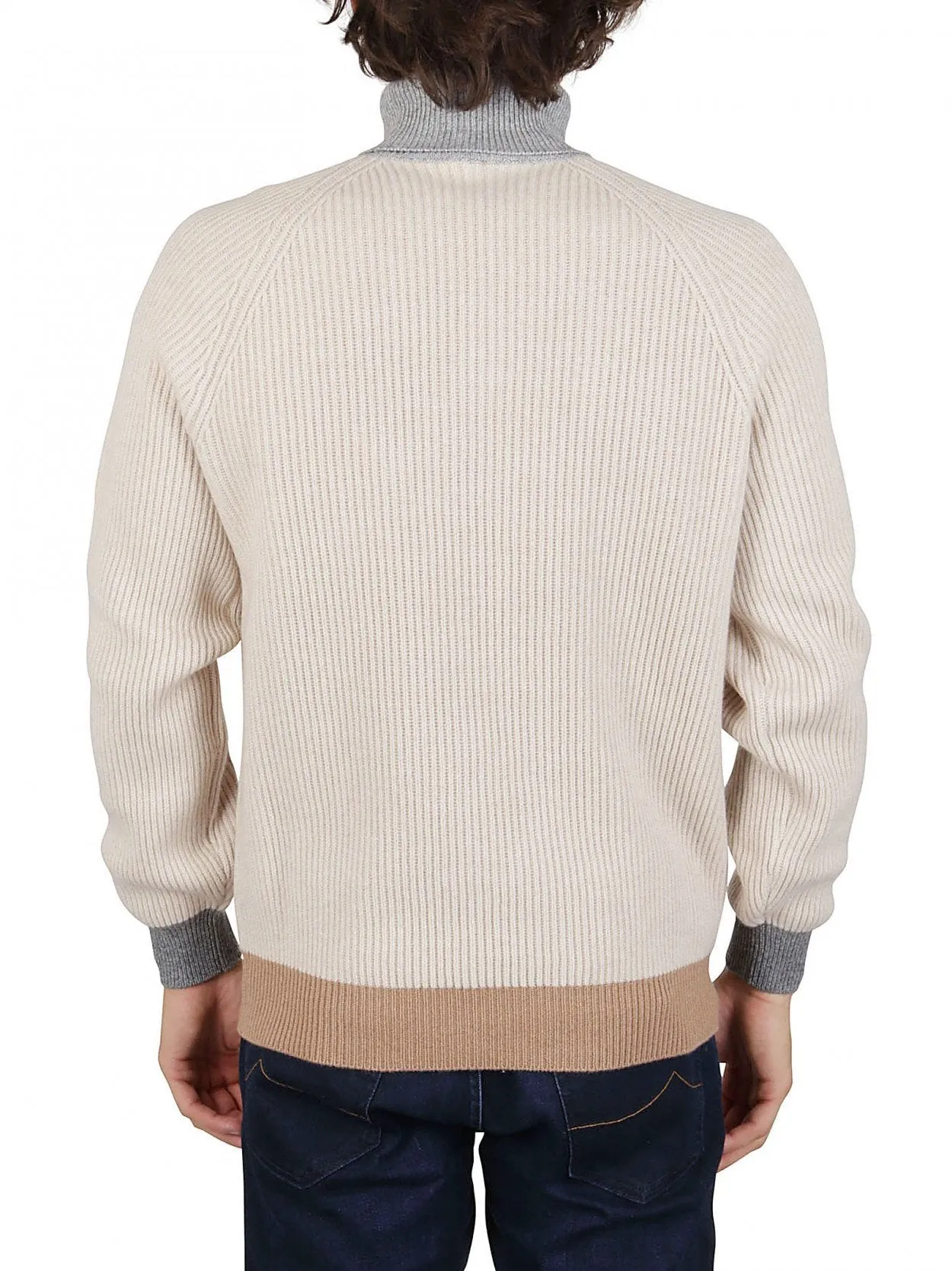 Brunello Cucinelli Turtleneck Colour Block Knitted Pullover