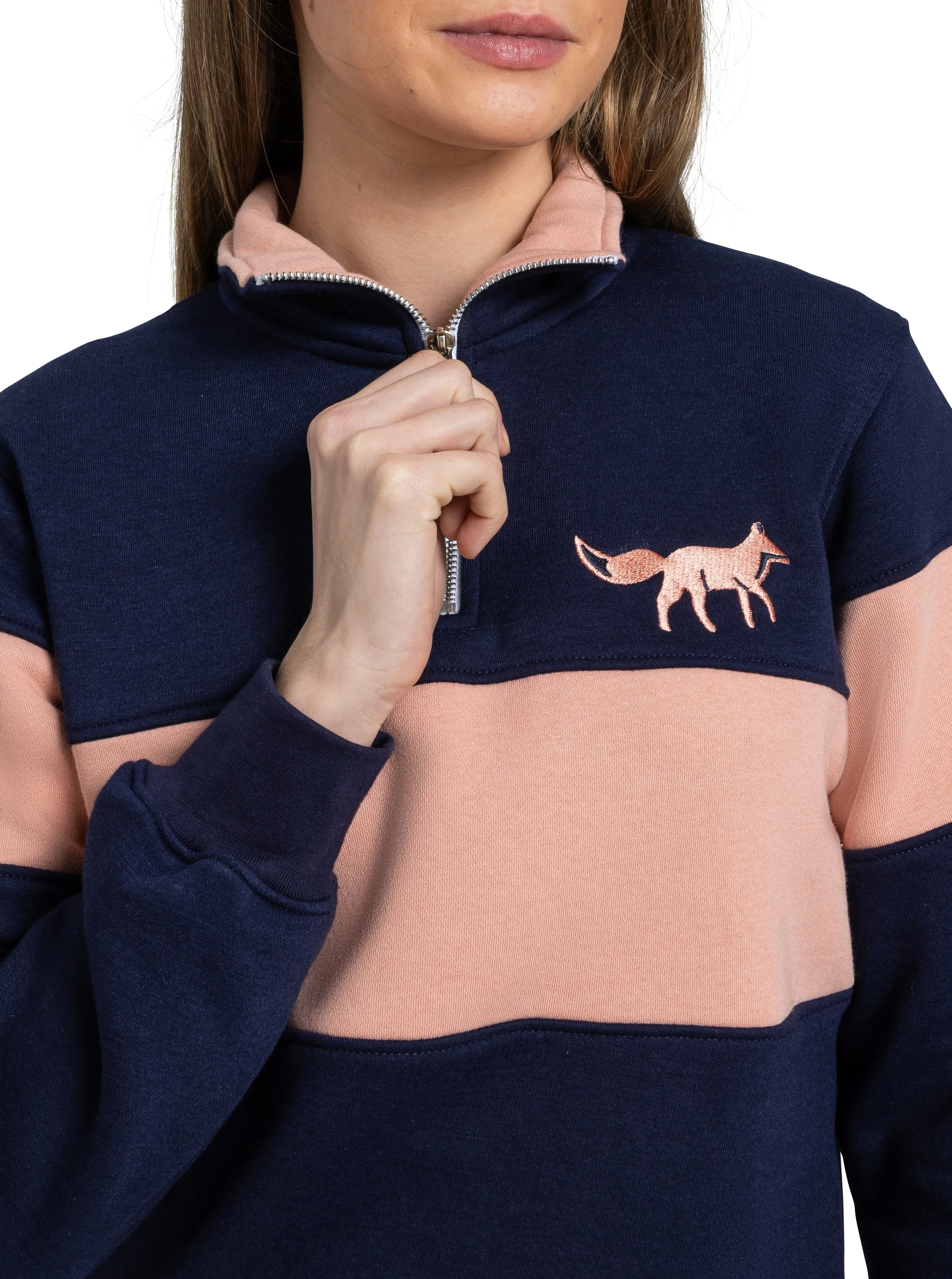 Burford Quarter Zip | Pink & Navy