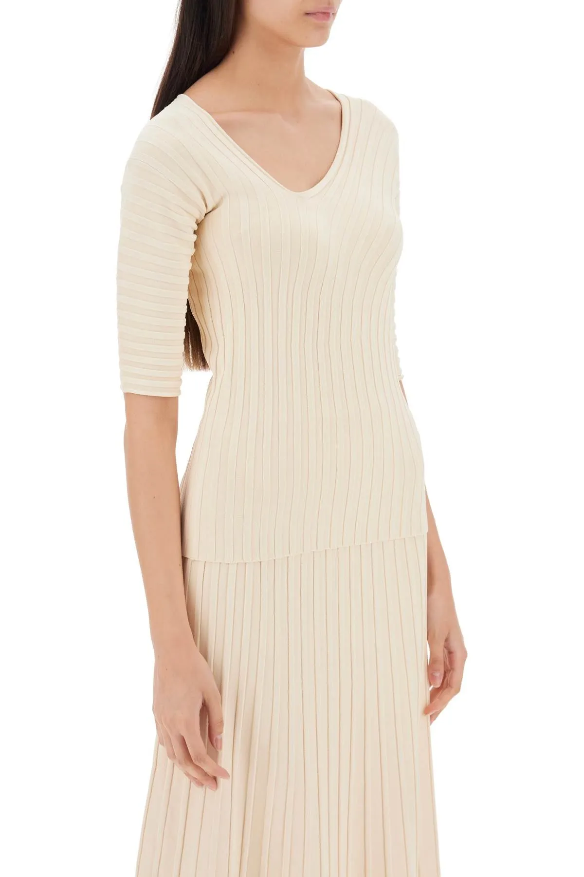 By malene birger 'ivena' ribbed top with asymmetrical neckline