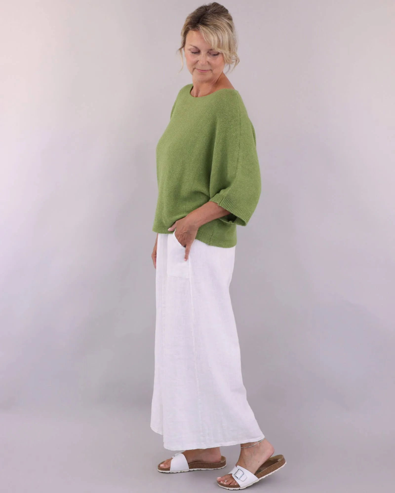 Cadenza Cashmere Blend Boat Neck Tunic: Silver