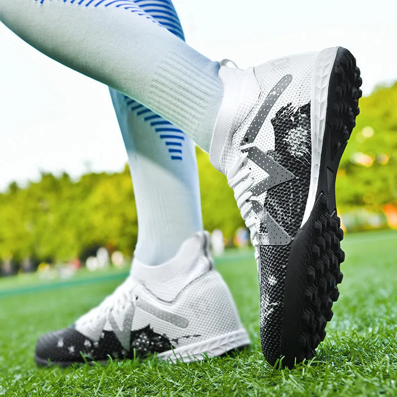 Camouflage High-Top Soccer Cleats, raining