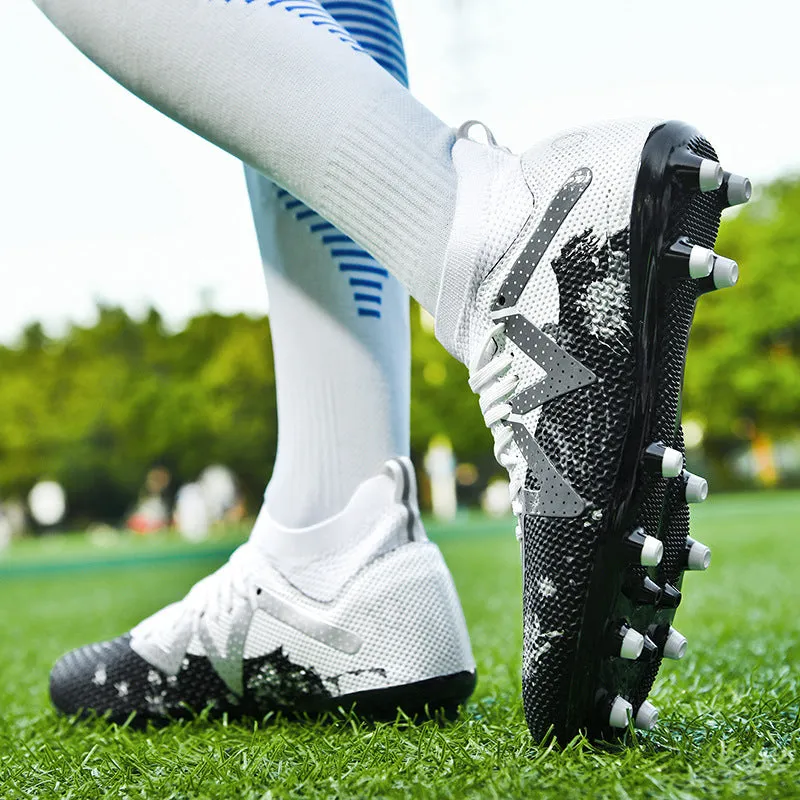 Camouflage High-Top Soccer Cleats, raining