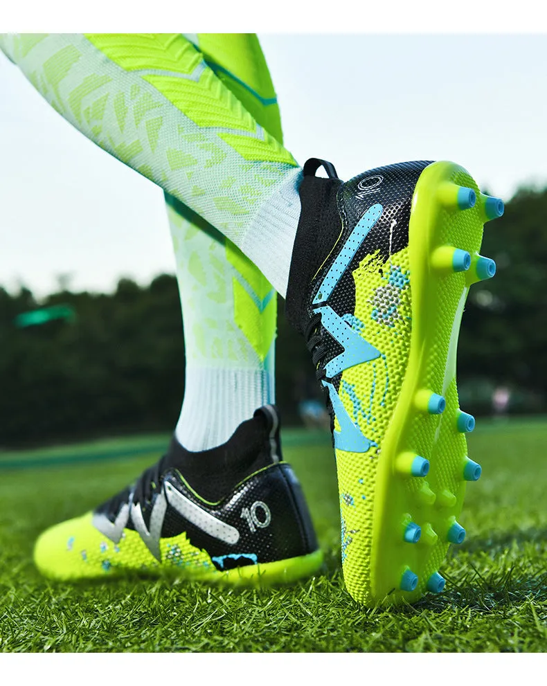 Camouflage High-Top Soccer Cleats, raining