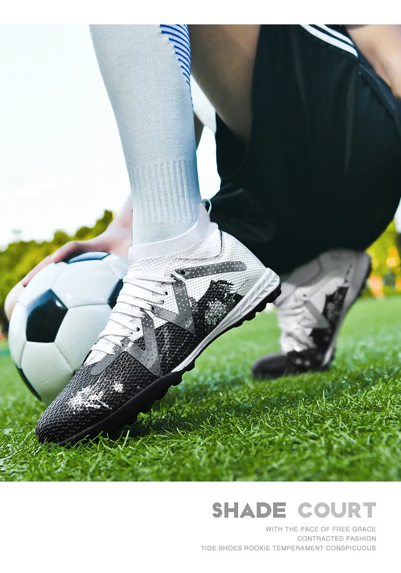 Camouflage High-Top Soccer Cleats, raining