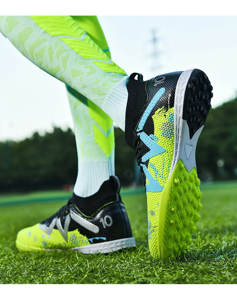 Camouflage High-Top Soccer Cleats, raining