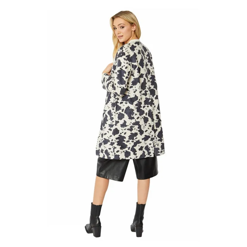 Carolynn Faux Suede Cow Print Coat