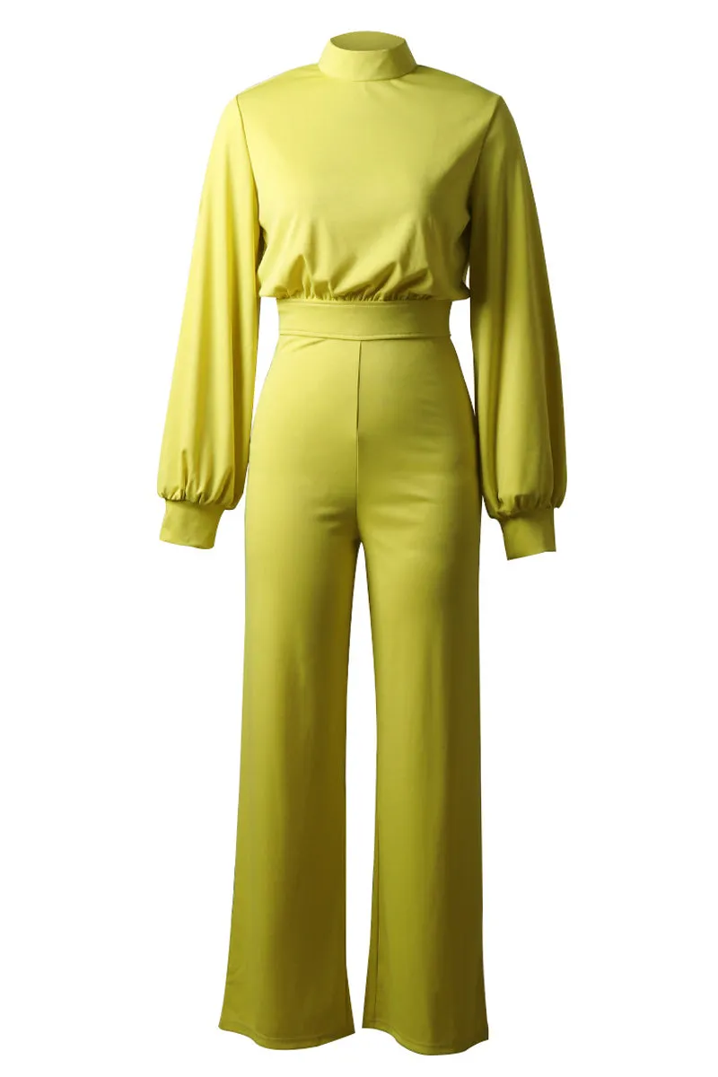 Casual Solid Color Half A Turtleneck Straight Jumpsuits(3 Colors)