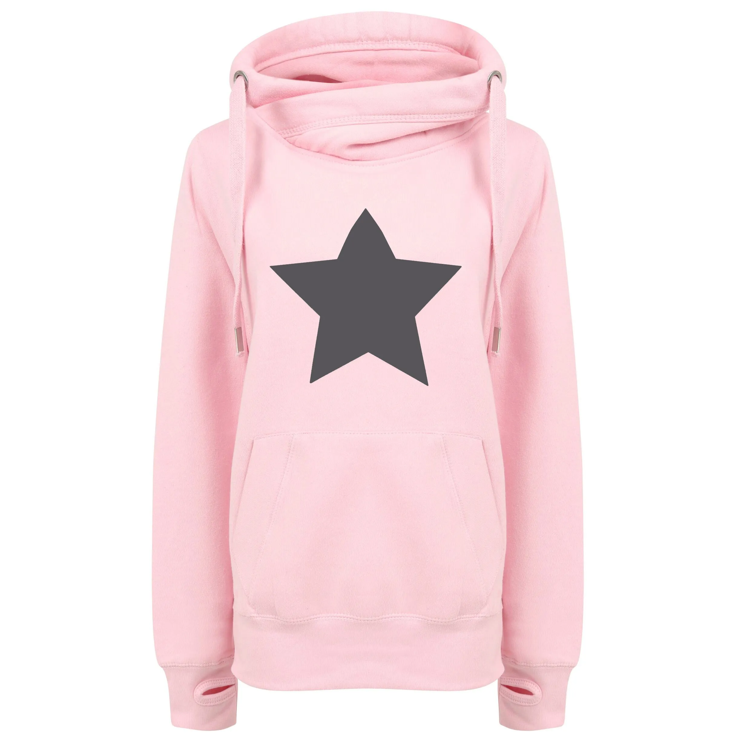 Charcoal Star Luxe Hoodie - Baby Pink