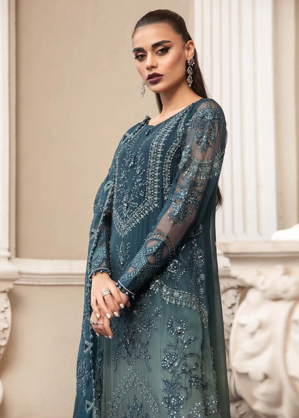 Chiffon Formals 2023 by Maria B | MPC-23-102 Teal Blue