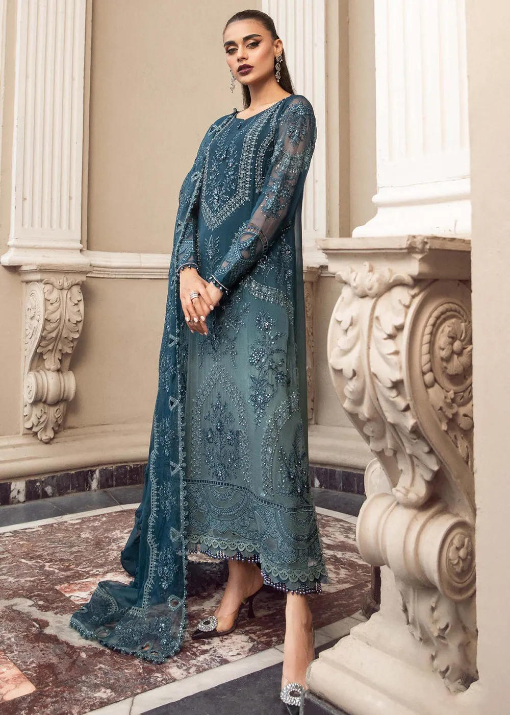 Chiffon Formals 2023 by Maria B | MPC-23-102 Teal Blue