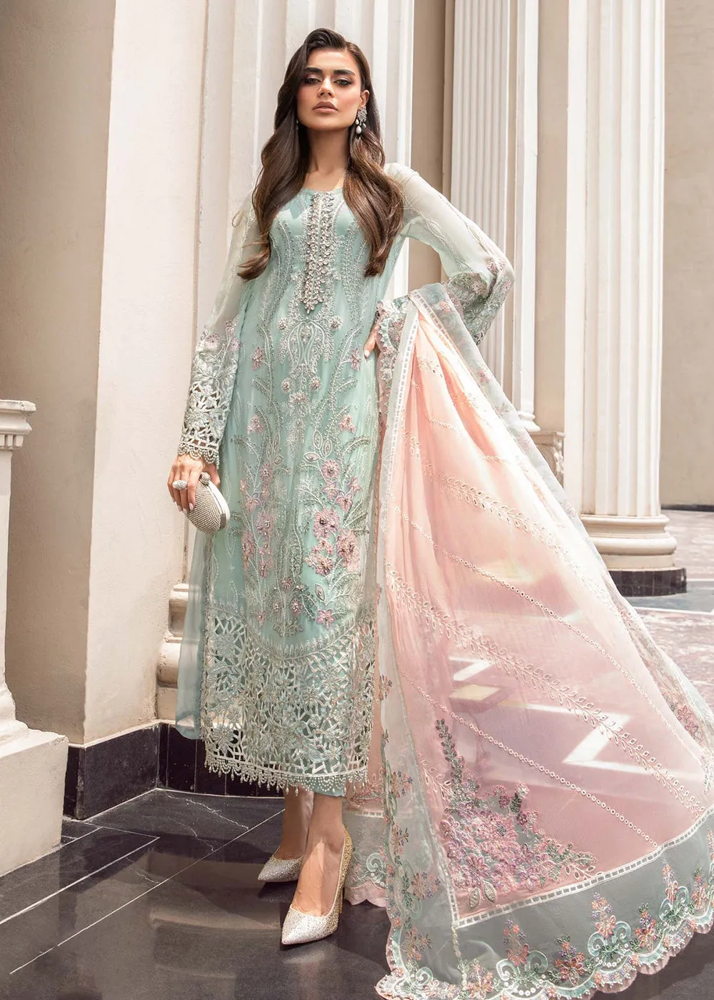 Chiffon Formals 2023 by Maria B | MPC-23-104 Mint Green