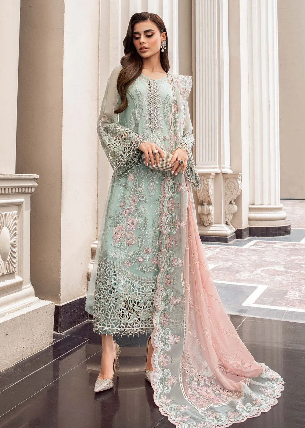 Chiffon Formals 2023 by Maria B | MPC-23-104 Mint Green