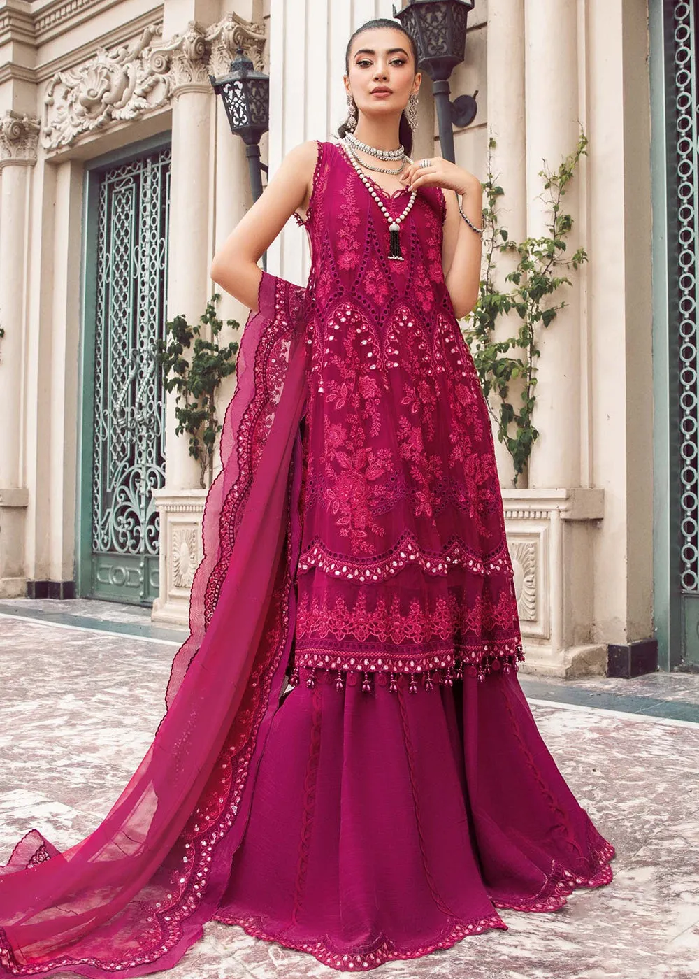 Chiffon Formals 2023 by Maria B | MPC-23-107 Magenta Pink