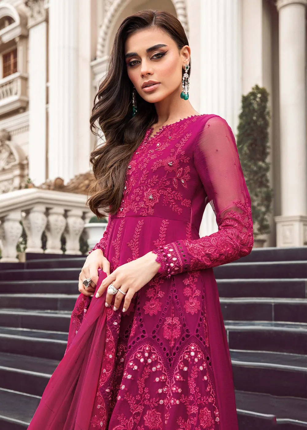 Chiffon Formals 2023 by Maria B | MPC-23-107 Magenta Pink