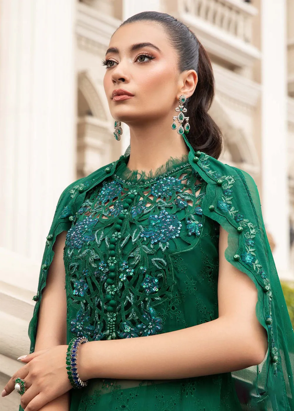 Chiffon Formals 2023 by Maria B | MPC-23-108 Emerald Green