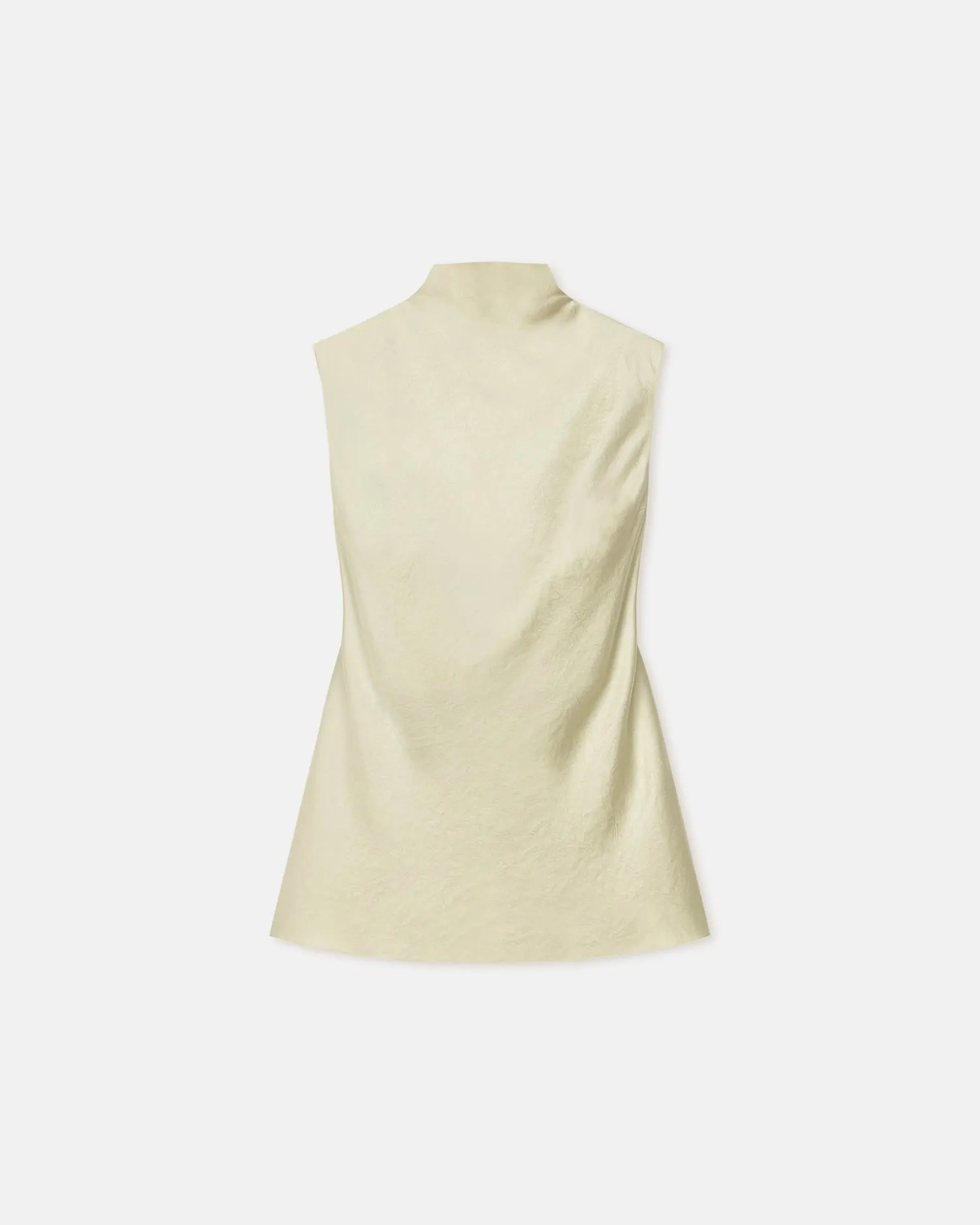 Colson - Crinkled-Satin Turtleneck Top - Green Tea