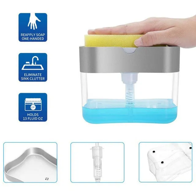 Combo Deal Liquid Soap Pump Dispenser 2-in-1, Soap Pump, Sponge Caddy, Kitchen with Multifunction Collapsible Cutting Board Dish Tub, Drain Basket Vegetable Basin,3 in 1 Sink Folding Cutting Board