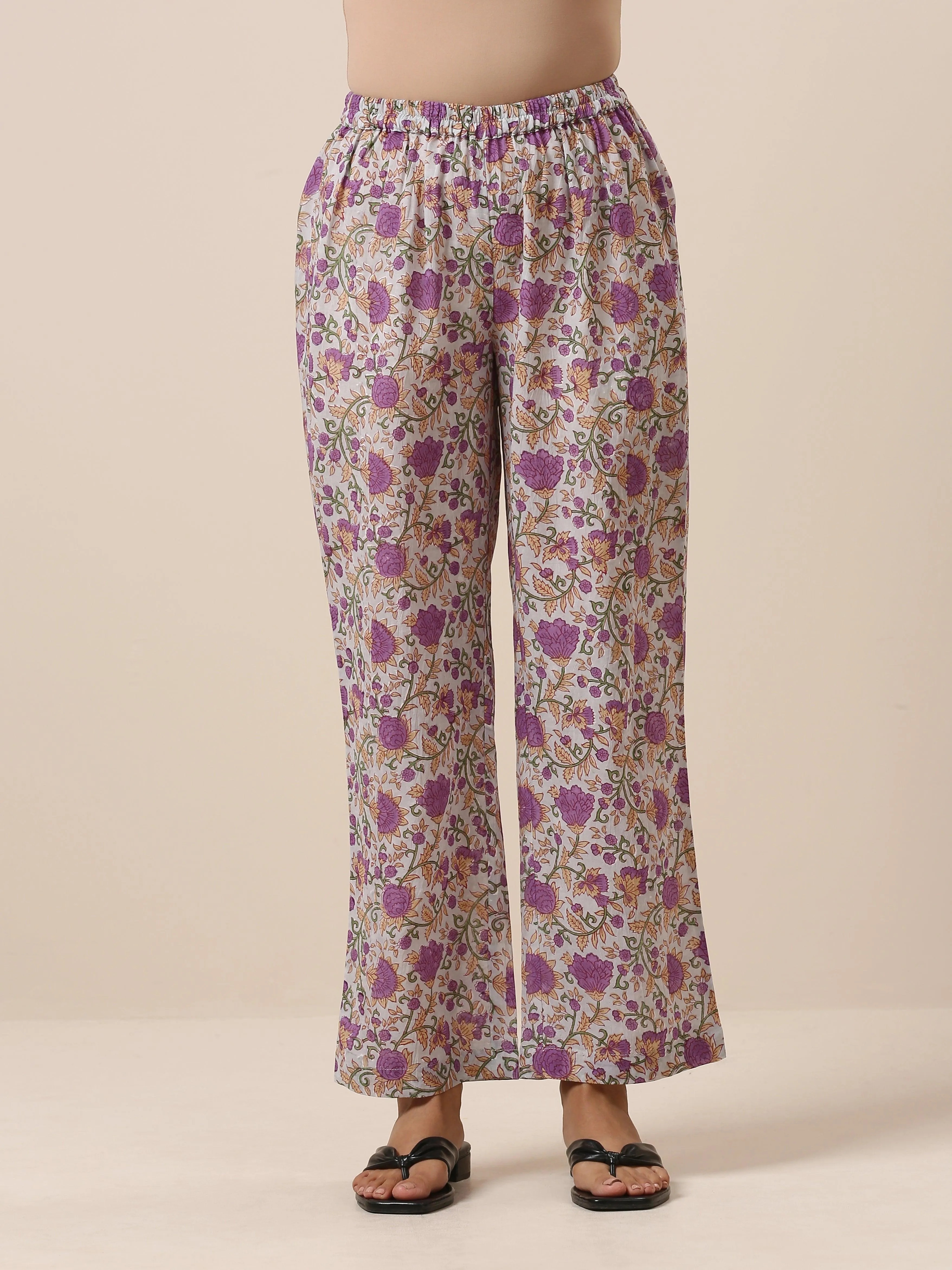 Cotton Hand Block Printed Purple Co-Ord Set