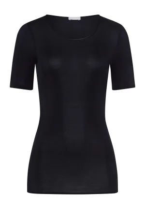 Cotton Seamless Fitted Cotton Round Neck Top | Black 71630-019