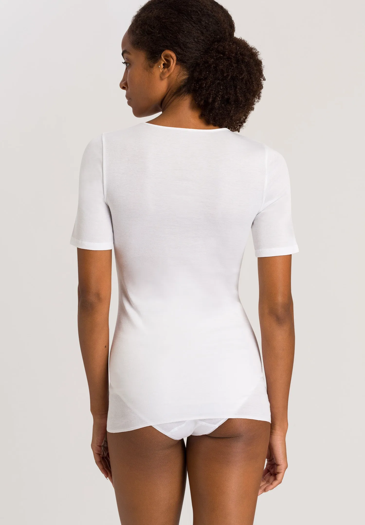 Cotton Seamless Fitted Cotton Round Neck Top | White 71630-101