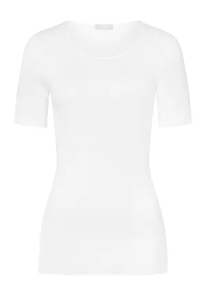 Cotton Seamless Fitted Cotton Round Neck Top | White 71630-101