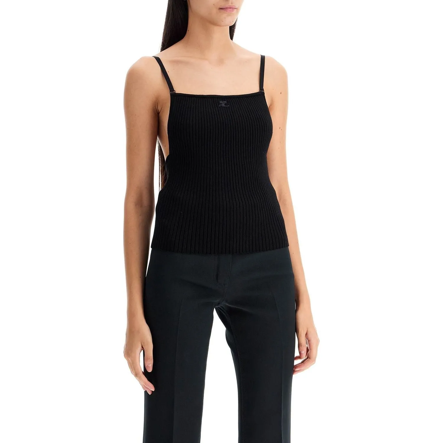 Courreges ribbed sleeveless top with