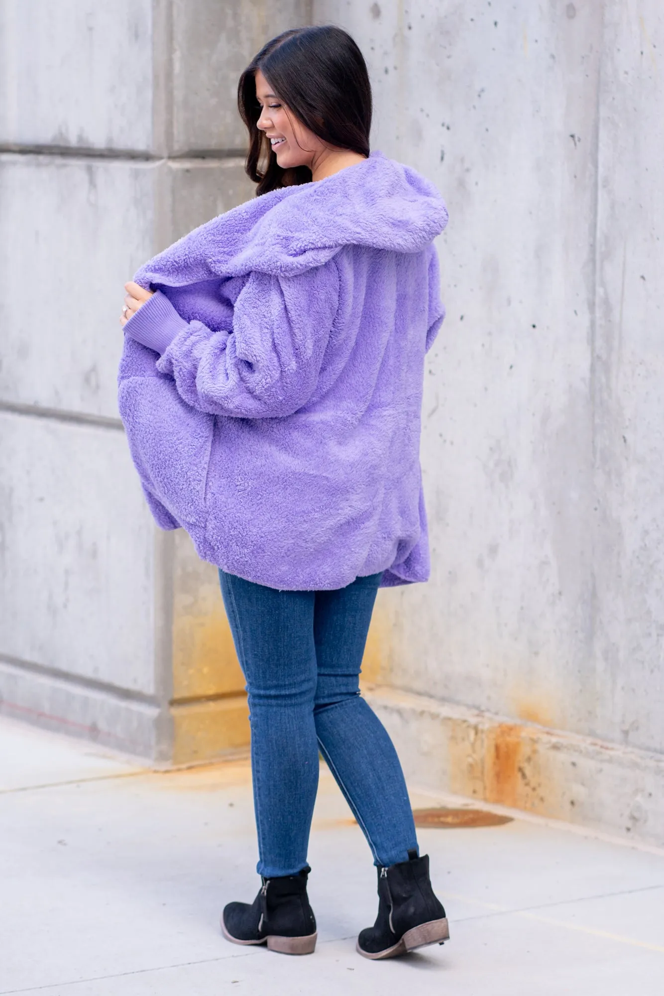 Cozy Sherpa Jacket - Violet