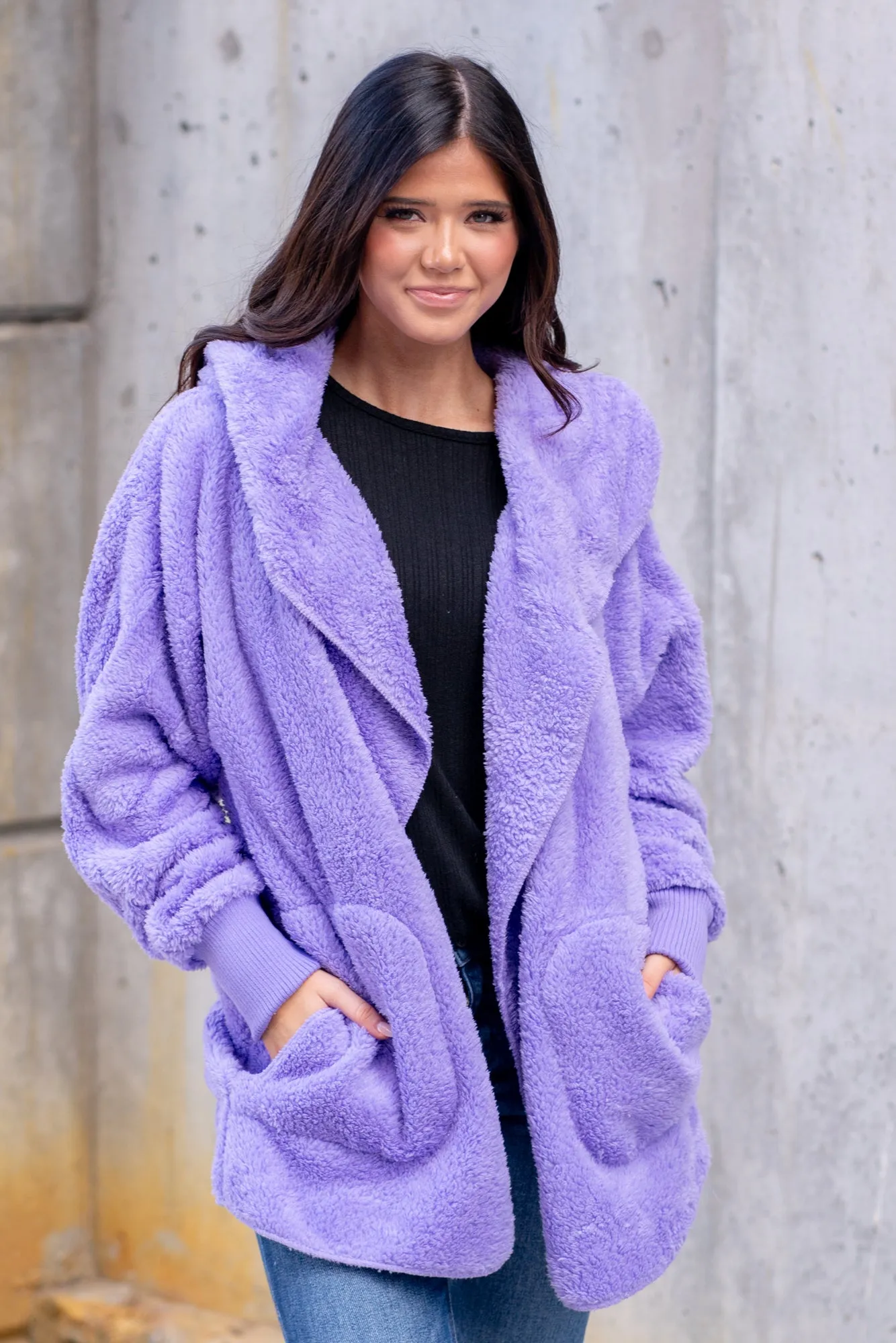 Cozy Sherpa Jacket - Violet