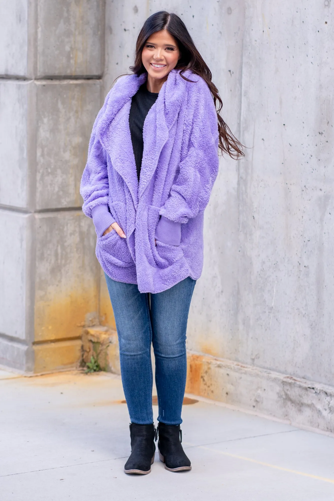 Cozy Sherpa Jacket - Violet