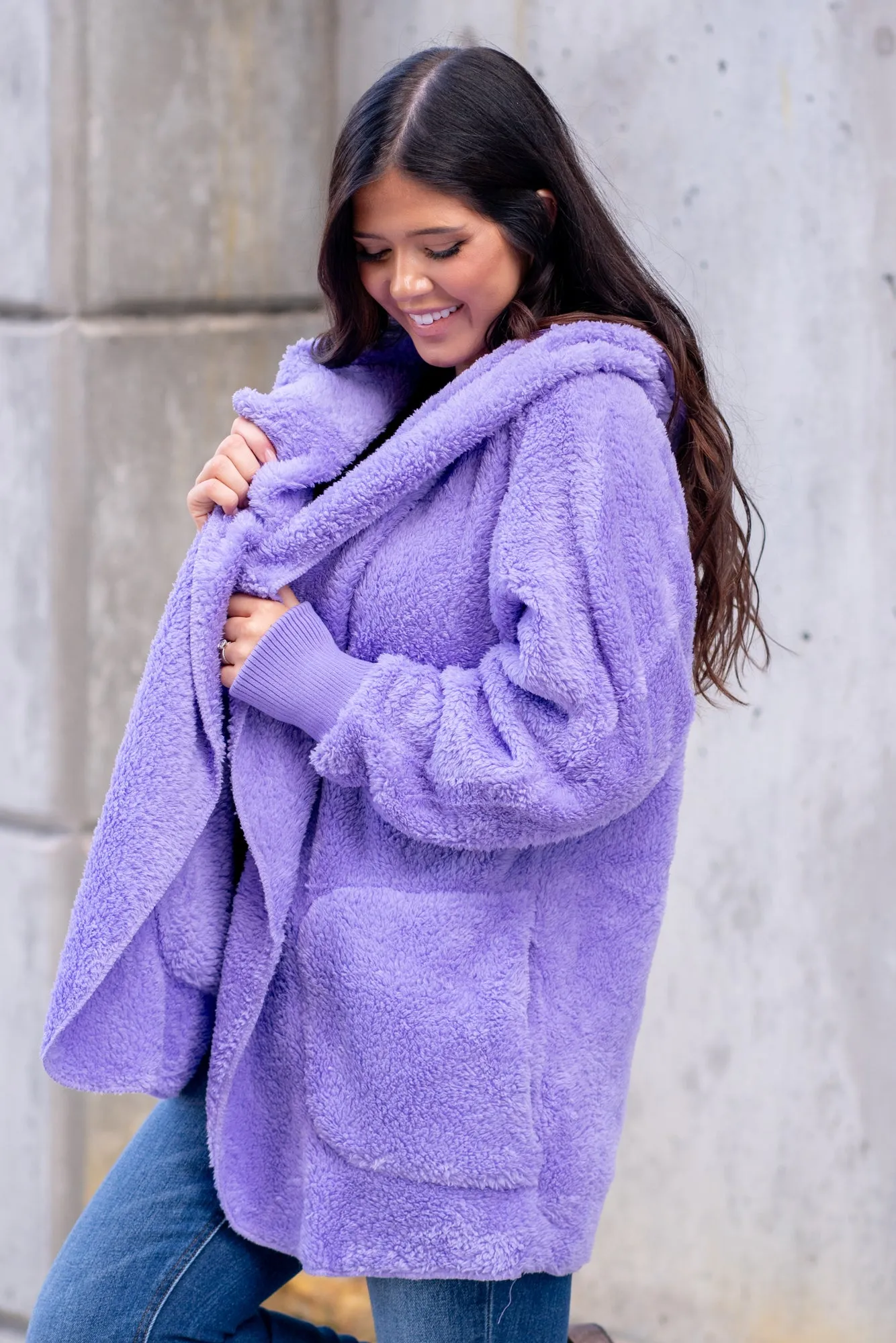 Cozy Sherpa Jacket - Violet