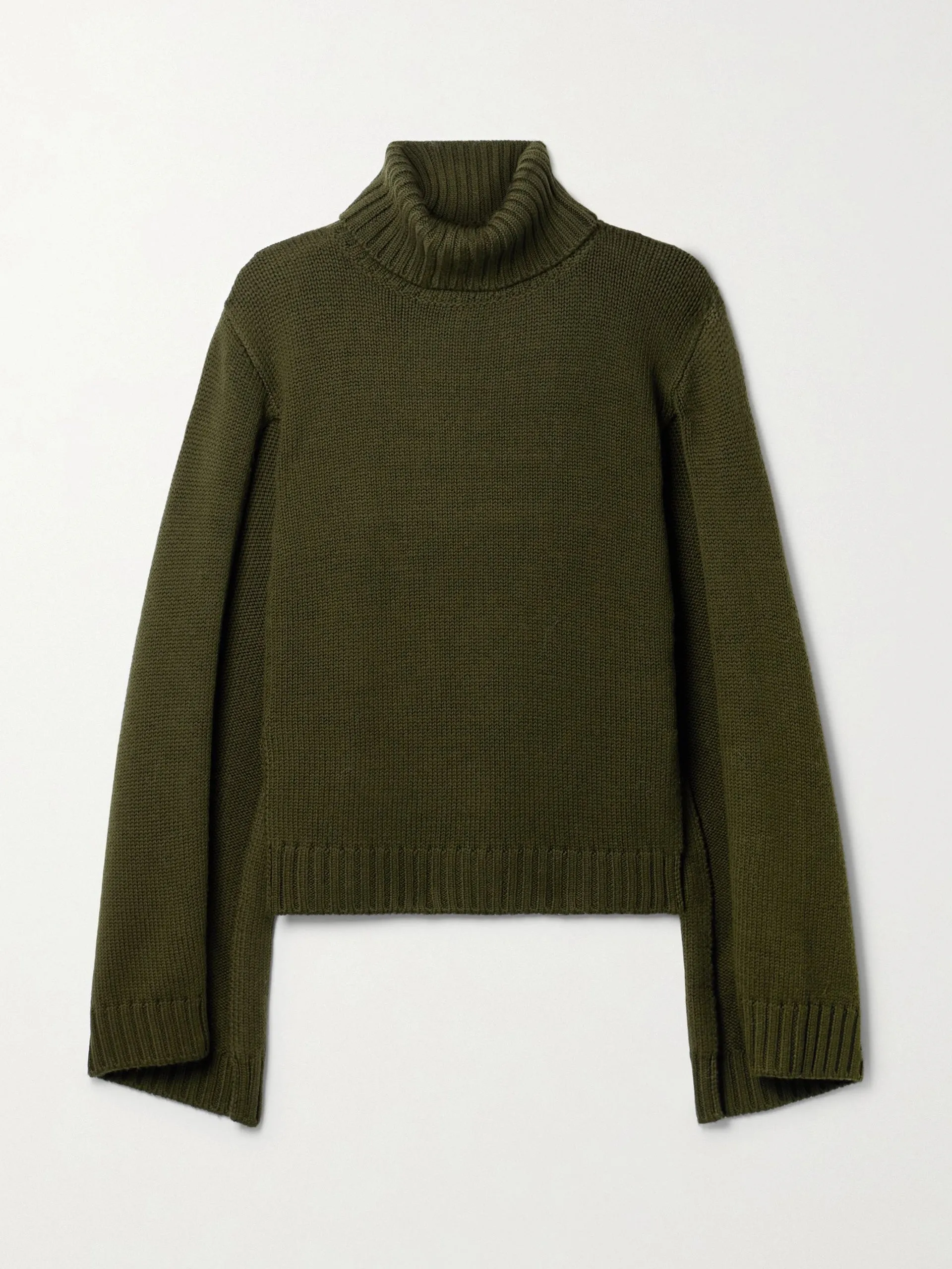 Cutout merino wool-blend turtleneck sweater