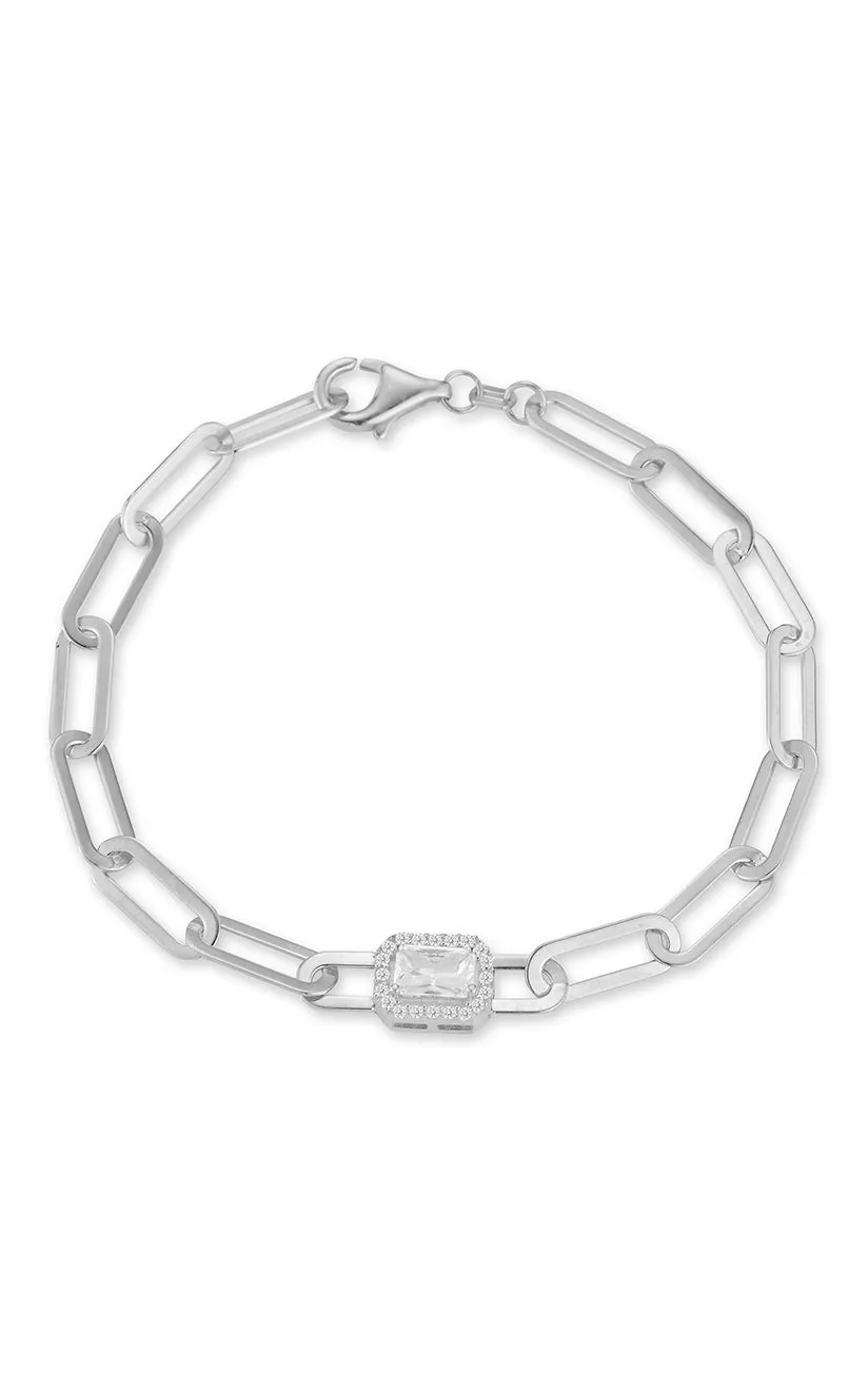 CZ Paperclip Link Bracelet