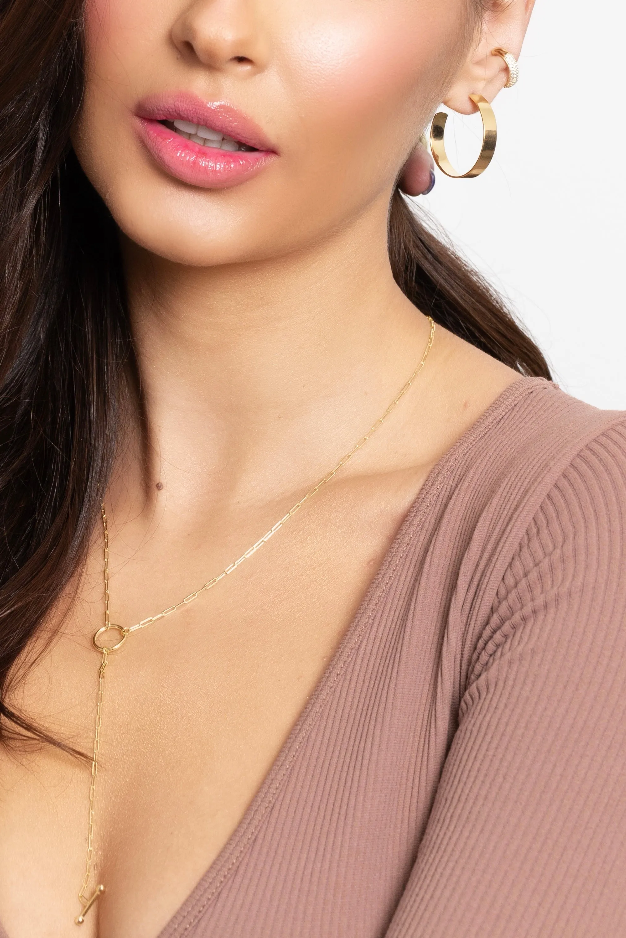 Dainty Chain Toggle Clasp Lariat Necklace