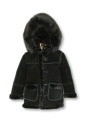 Dakoma-Dakoma-Kids Outerwear Mink Fur-Lined Coat W/Fur Hood-Black/Black