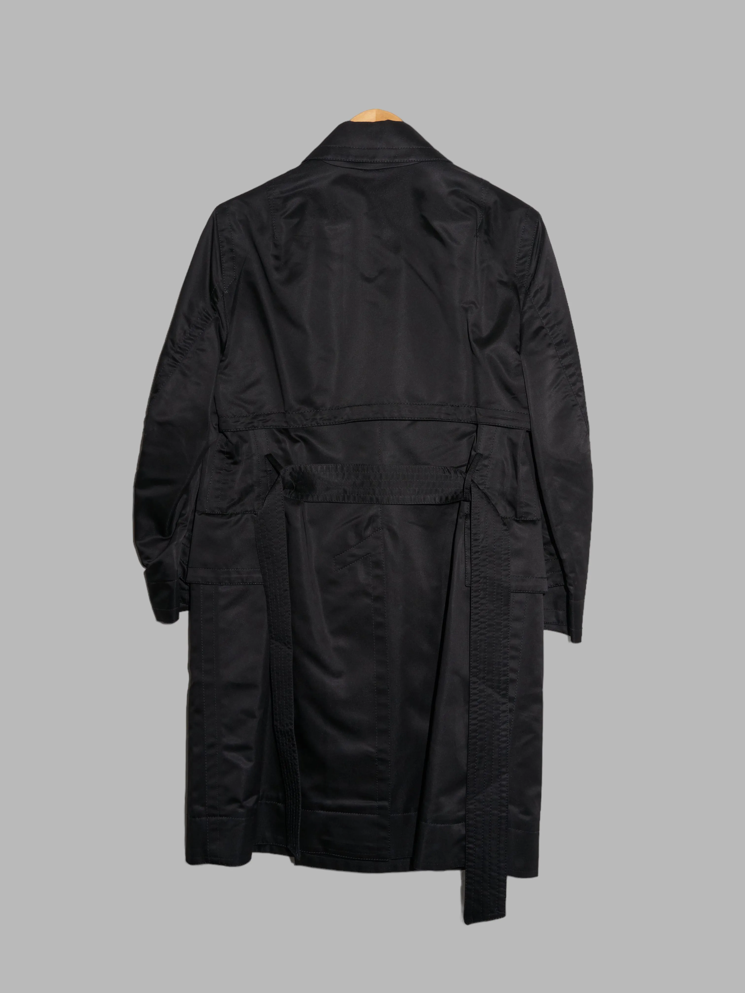 Dirk Bikkembergs Hommes Pour La Femme 1990s black satin trench coat