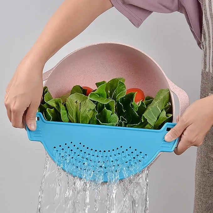 Drain basket washing rice filter leak-proof baffle kitchen gadget pot side drainer strainer screen drainer