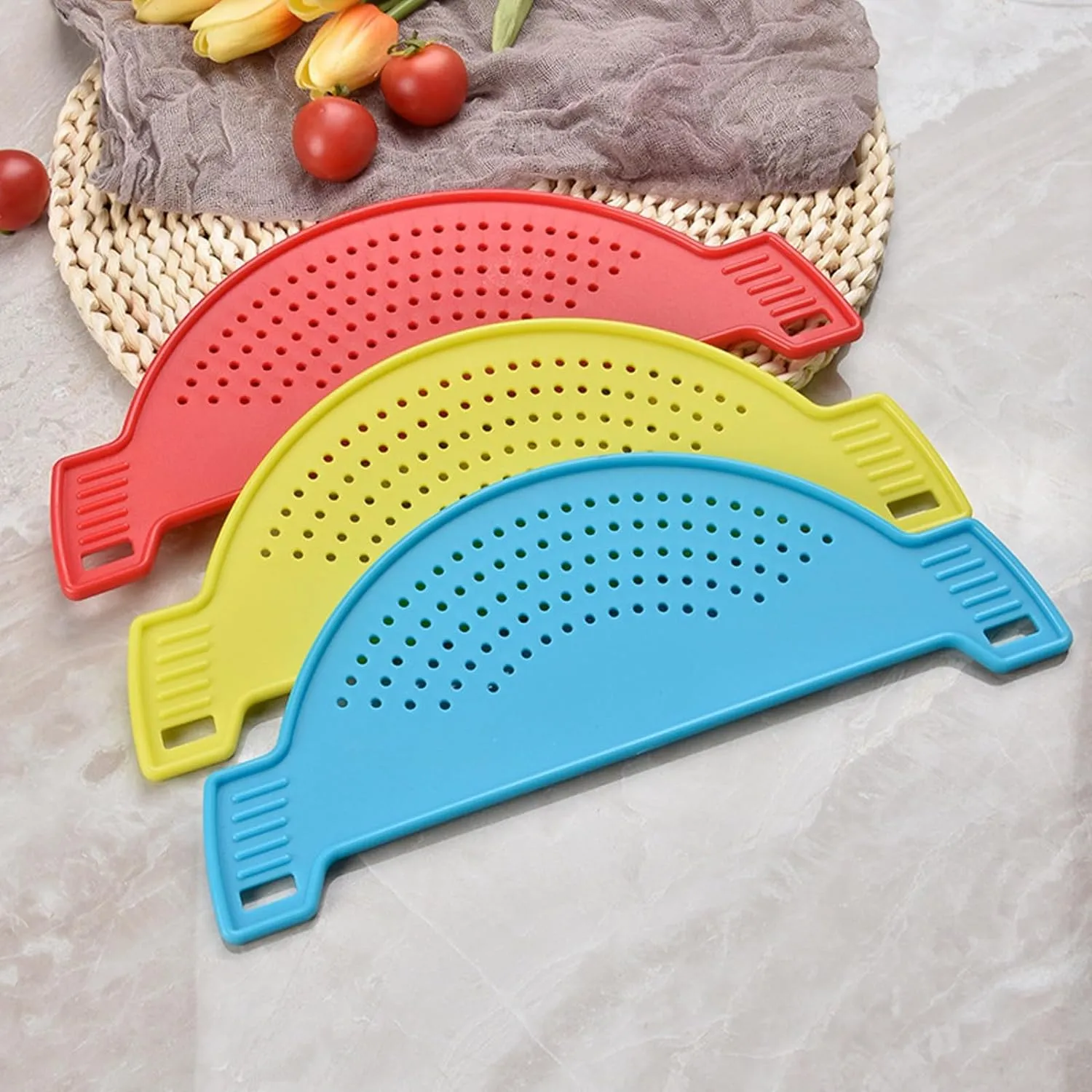 Drain basket washing rice filter leak-proof baffle kitchen gadget pot side drainer strainer screen drainer