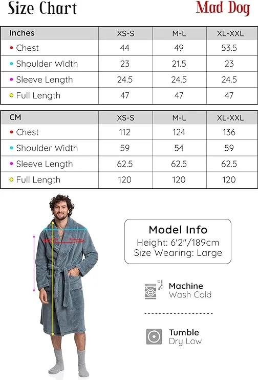 Elegant Navy Comfort: Men's Full-Length Sherpa Robe - A Symphony of Warmth and Luxury