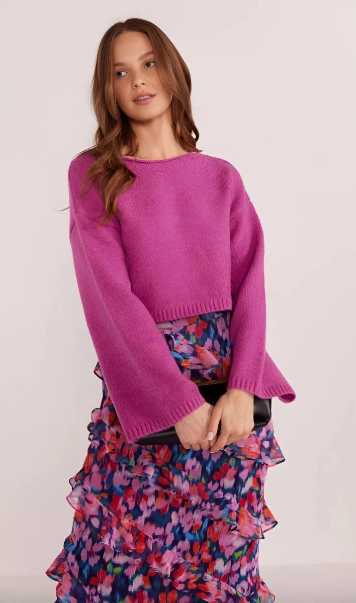 Elissa Crop Sweater-Magenta